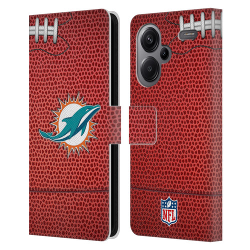 NFL Miami Dolphins Graphics Football Leather Book Wallet Case Cover For Xiaomi Redmi Note 13 Pro Plus 5G