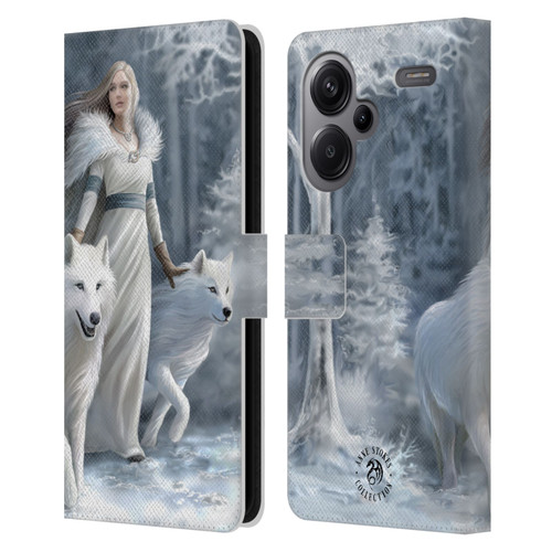 Anne Stokes Wolves Winter Guardians Leather Book Wallet Case Cover For Xiaomi Redmi Note 13 Pro Plus 5G
