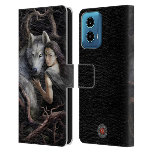 Anne Stokes Wolves 2 Soul Bond Leather Book Wallet Case Cover For Motorola Moto G34 5G