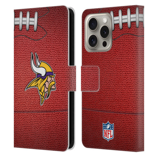 NFL Minnesota Vikings Graphics Football Leather Book Wallet Case Cover For Apple iPhone 16 Pro