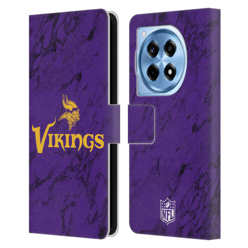 NFL Minnesota Vikings Graphics Coloured Marble Leather Book Wallet Case Cover For OnePlus 12R
