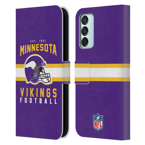 NFL Minnesota Vikings Graphics Helmet Typography Leather Book Wallet Case Cover For Samsung Galaxy M15/F15 5G