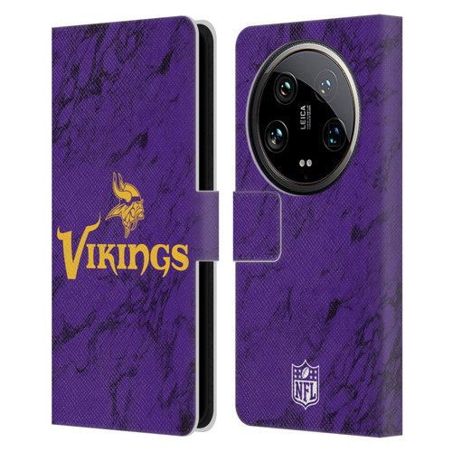 NFL Minnesota Vikings Graphics Coloured Marble Leather Book Wallet Case Cover For Xiaomi 14 Ultra