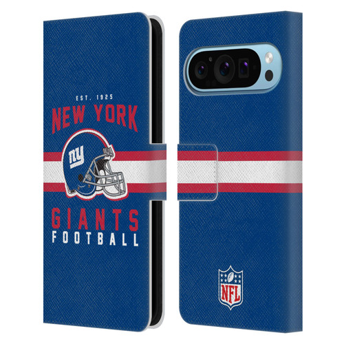 NFL New York Giants Graphics Helmet Typography Leather Book Wallet Case Cover For Google Pixel 9 / Pixel 9 Pro