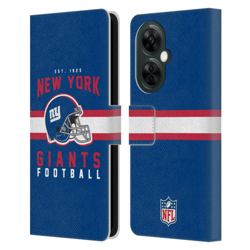 NFL New York Giants Graphics Helmet Typography Leather Book Wallet Case Cover For OnePlus Nord CE 3 Lite 5G