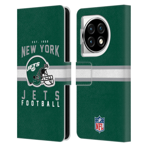 NFL New York Jets Graphics Helmet Typography Leather Book Wallet Case Cover For OPPO OnePlus Ace 3 5G