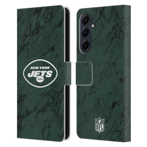 NFL New York Jets Graphics Coloured Marble Leather Book Wallet Case Cover For Samsung Galaxy A55 5G