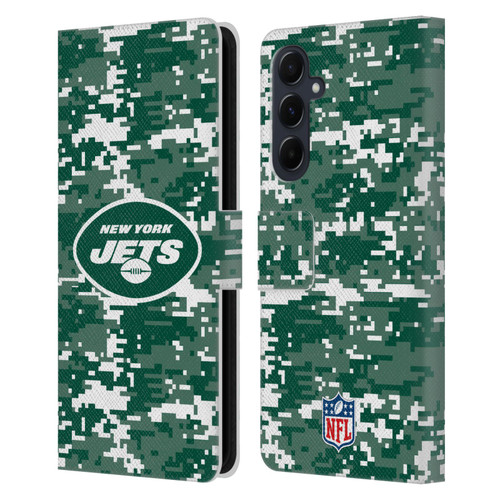 NFL New York Jets Graphics Digital Camouflage Leather Book Wallet Case Cover For Samsung Galaxy A55 5G