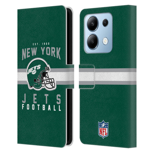 NFL New York Jets Graphics Helmet Typography Leather Book Wallet Case Cover For Xiaomi Redmi Note 13/13 Pro 5G