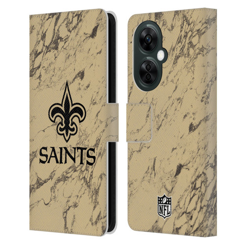 NFL New Orleans Saints Graphics Coloured Marble Leather Book Wallet Case Cover For OnePlus Nord CE 3 Lite 5G