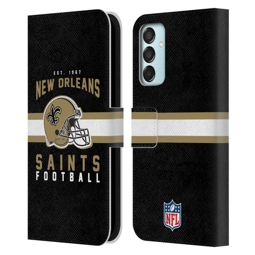 NFL New Orleans Saints Graphics Helmet Typography Leather Book Wallet Case Cover For Samsung Galaxy M15/F15 5G