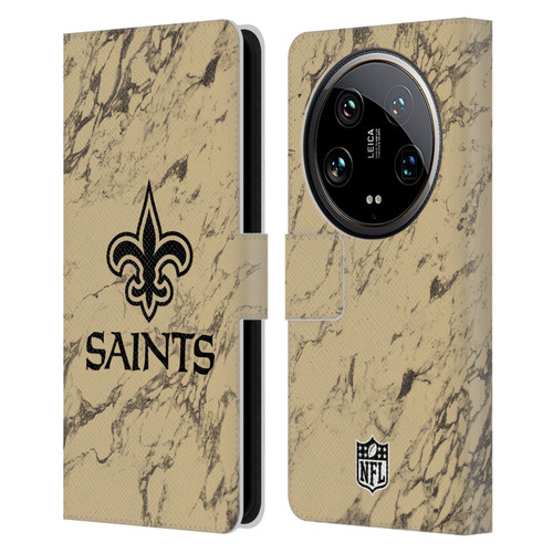 NFL New Orleans Saints Graphics Coloured Marble Leather Book Wallet Case Cover For Xiaomi 14 Ultra