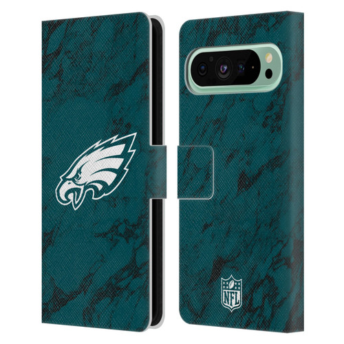 NFL Philadelphia Eagles Graphics Coloured Marble Leather Book Wallet Case Cover For Google Pixel 9 Pro XL