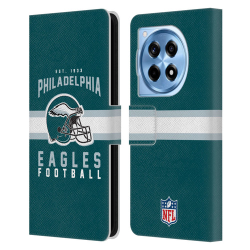 NFL Philadelphia Eagles Graphics Helmet Typography Leather Book Wallet Case Cover For OnePlus 12R