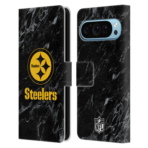 NFL Pittsburgh Steelers Graphics Coloured Marble Leather Book Wallet Case Cover For Google Pixel 9 / Pixel 9 Pro