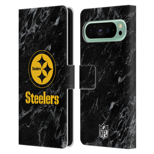 NFL Pittsburgh Steelers Graphics Coloured Marble Leather Book Wallet Case Cover For Google Pixel 9 Pro XL