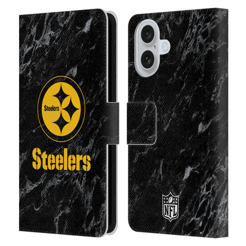 NFL Pittsburgh Steelers Graphics Coloured Marble Leather Book Wallet Case Cover For Apple iPhone 16