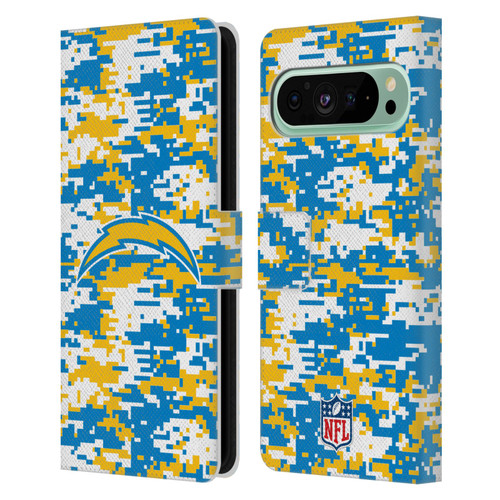 NFL Los Angeles Chargers Graphics Digital Camouflage Leather Book Wallet Case Cover For Google Pixel 9 Pro XL