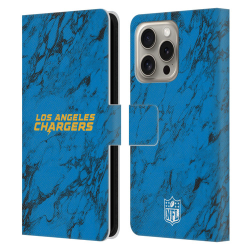 NFL Los Angeles Chargers Graphics Coloured Marble Leather Book Wallet Case Cover For Apple iPhone 16 Pro
