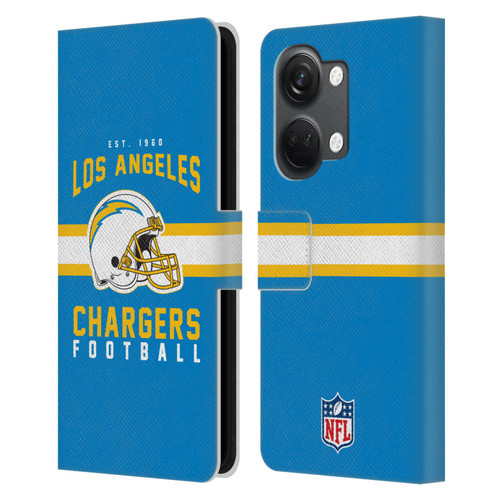 NFL Los Angeles Chargers Graphics Helmet Typography Leather Book Wallet Case Cover For OnePlus Nord 3 5G