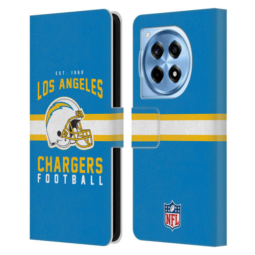 NFL Los Angeles Chargers Graphics Helmet Typography Leather Book Wallet Case Cover For OnePlus 12R