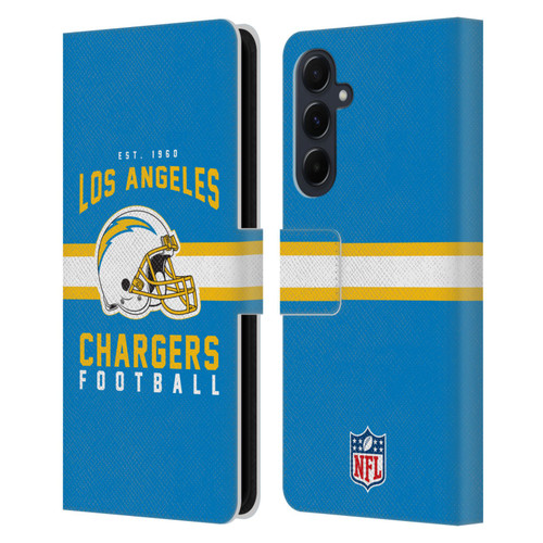 NFL Los Angeles Chargers Graphics Helmet Typography Leather Book Wallet Case Cover For Samsung Galaxy A55 5G