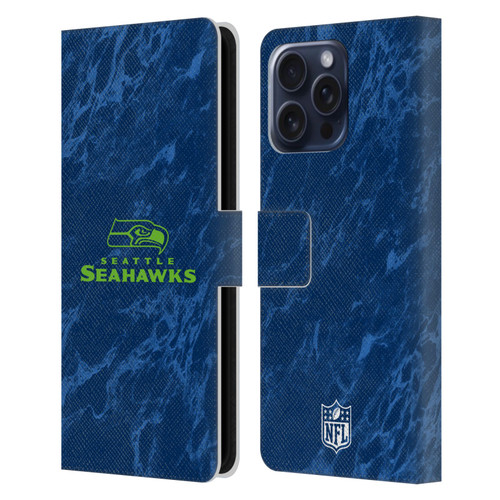 NFL Seattle Seahawks Graphics Coloured Marble Leather Book Wallet Case Cover For Apple iPhone 16 Pro Max