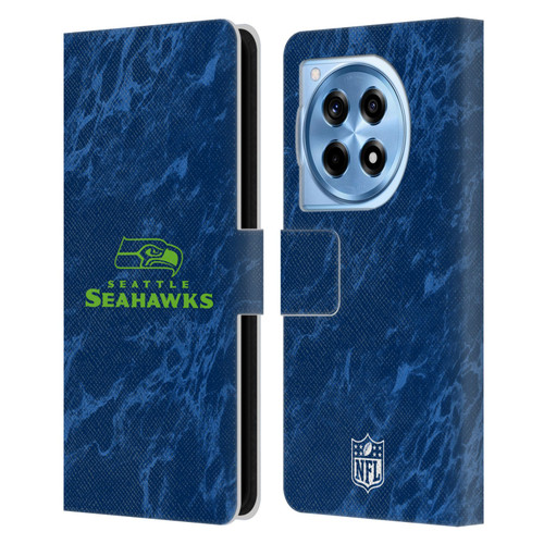 NFL Seattle Seahawks Graphics Coloured Marble Leather Book Wallet Case Cover For OnePlus 12R