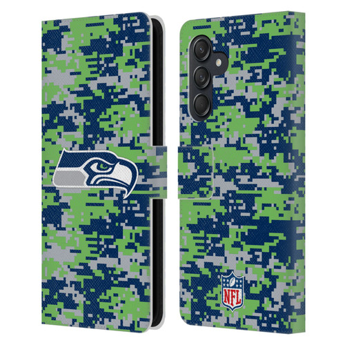 NFL Seattle Seahawks Graphics Digital Camouflage Leather Book Wallet Case Cover For Samsung Galaxy M55 5G