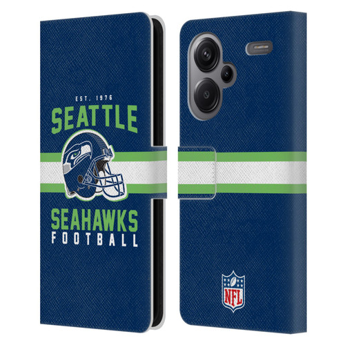 NFL Seattle Seahawks Graphics Helmet Typography Leather Book Wallet Case Cover For Xiaomi Redmi Note 13 Pro Plus 5G