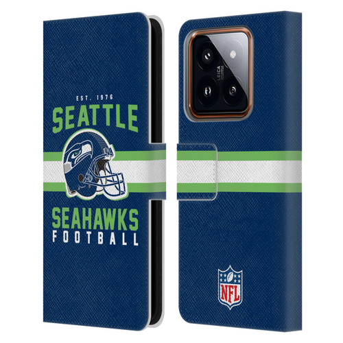NFL Seattle Seahawks Graphics Helmet Typography Leather Book Wallet Case Cover For Xiaomi 14