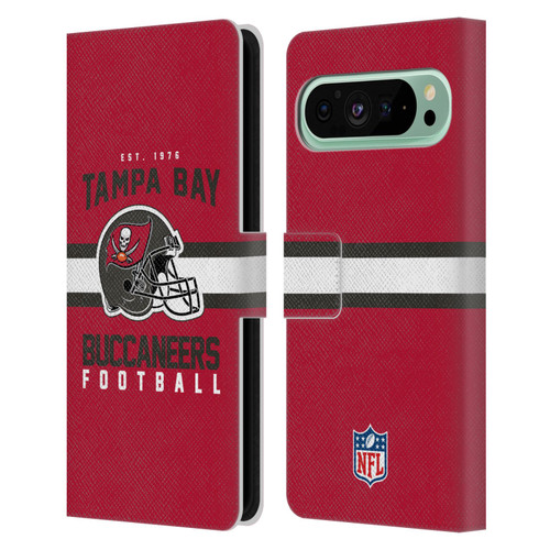 NFL Tampa Bay Buccaneers Graphics Helmet Typography Leather Book Wallet Case Cover For Google Pixel 9 Pro XL