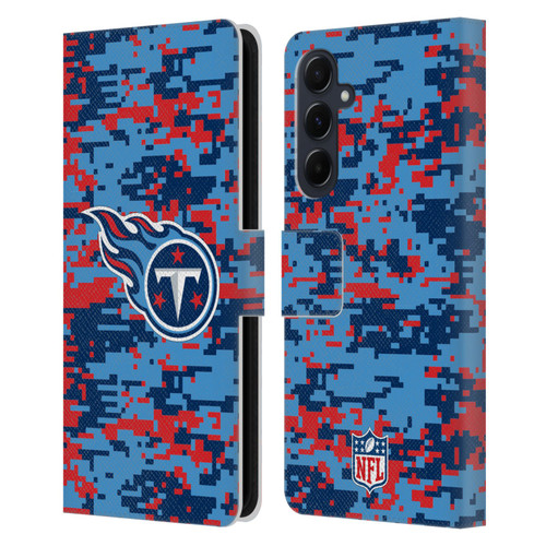 NFL Tennessee Titans Graphics Digital Camouflage Leather Book Wallet Case Cover For Samsung Galaxy A55 5G