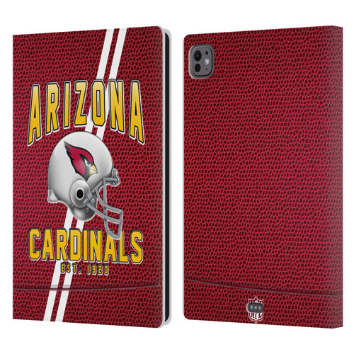NFL Arizona Cardinals Logo Art Football Stripes Leather Book Wallet Case Cover For Apple iPad Pro 11 M4 2024