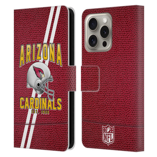 NFL Arizona Cardinals Logo Art Football Stripes Leather Book Wallet Case Cover For Apple iPhone 16 Pro