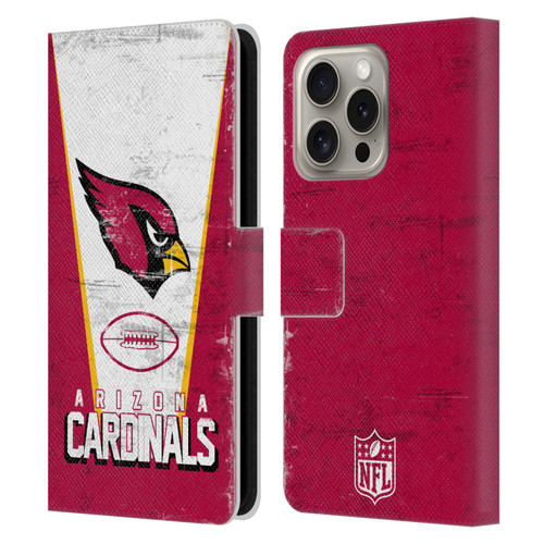 NFL Arizona Cardinals Logo Art Banner Leather Book Wallet Case Cover For Apple iPhone 16 Pro
