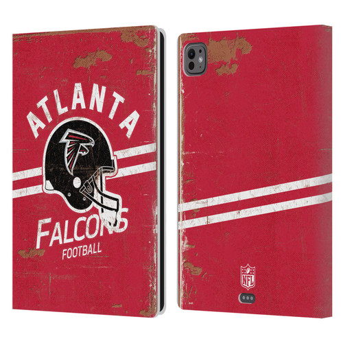 NFL Atlanta Falcons Logo Art Helmet Distressed Leather Book Wallet Case Cover For Apple iPad Pro 11 M4 2024