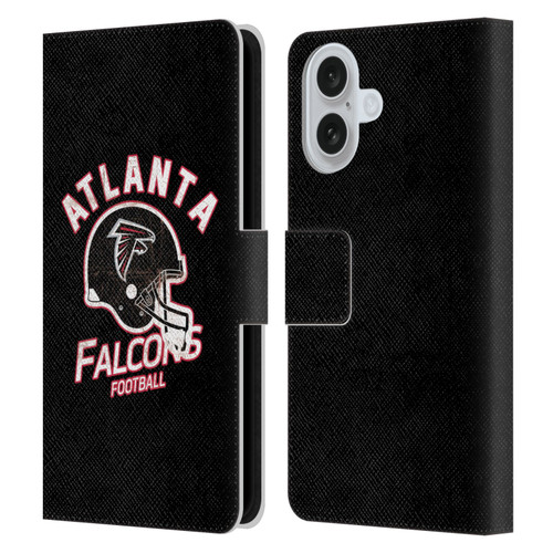 NFL Atlanta Falcons Logo Art Helmet Distressed Leather Book Wallet Case Cover For Apple iPhone 16
