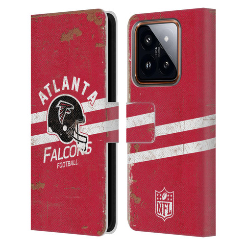 NFL Atlanta Falcons Logo Art Helmet Distressed Leather Book Wallet Case Cover For Xiaomi 14