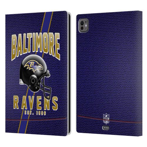 NFL Baltimore Ravens Logo Art Football Stripes Leather Book Wallet Case Cover For Apple iPad Pro 11 M4 2024