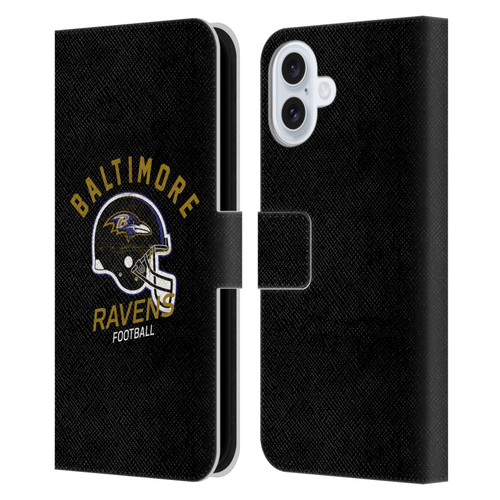 NFL Baltimore Ravens Logo Art Helmet Distressed Leather Book Wallet Case Cover For Apple iPhone 16 Plus NFL Baltimore Ravens Logo Art Helmet Distressed Leather Book Wallet Case Cover For Apple iPhone 16 Plus
