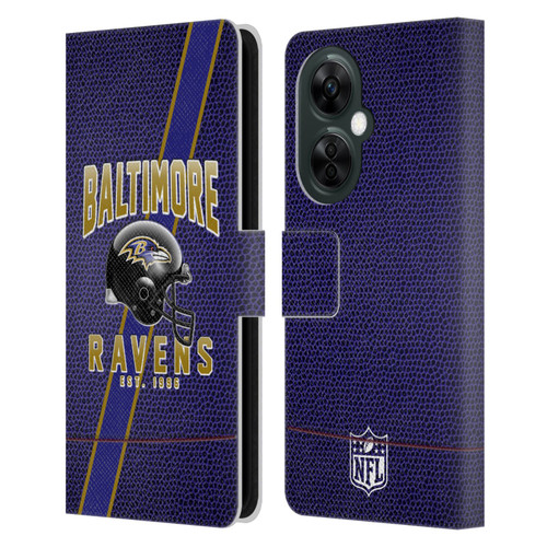 NFL Baltimore Ravens Logo Art Football Stripes Leather Book Wallet Case Cover For OnePlus Nord CE 3 Lite 5G