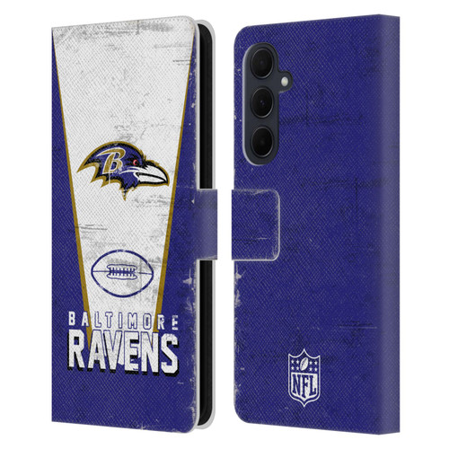 NFL Baltimore Ravens Logo Art Banner Leather Book Wallet Case Cover For Samsung Galaxy A35 5G