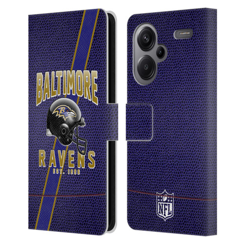 NFL Baltimore Ravens Logo Art Football Stripes Leather Book Wallet Case Cover For Xiaomi Redmi Note 13 Pro Plus 5G