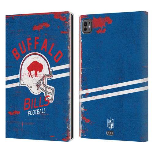 NFL Buffalo Bills Logo Art Helmet Distressed Leather Book Wallet Case Cover For Apple iPad Pro 11 M4 2024