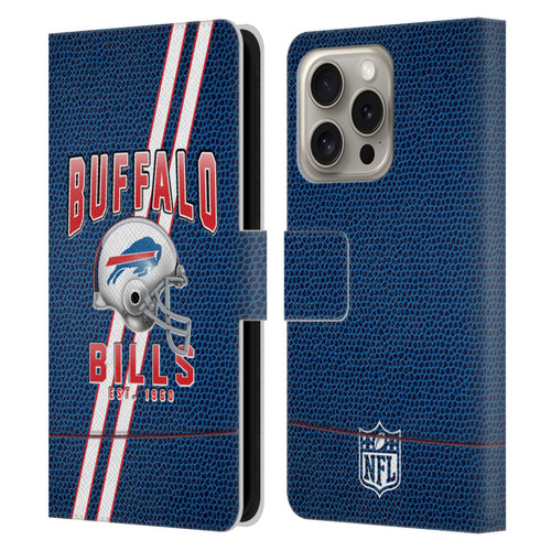 NFL Buffalo Bills Logo Art Football Stripes Leather Book Wallet Case Cover For Apple iPhone 16 Pro