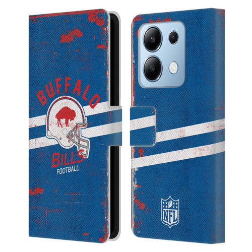 NFL Buffalo Bills Logo Art Helmet Distressed Leather Book Wallet Case Cover For Xiaomi Redmi Note 13/13 Pro 5G