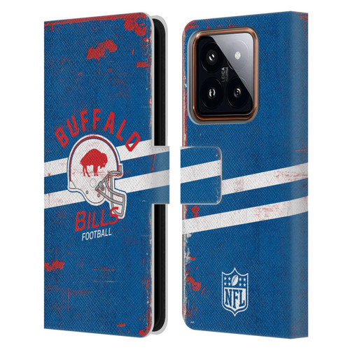 NFL Buffalo Bills Logo Art Helmet Distressed Leather Book Wallet Case Cover For Xiaomi 14