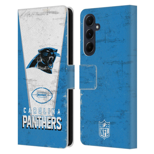NFL Carolina Panthers Logo Art Banner Leather Book Wallet Case Cover For Samsung Galaxy A55 5G