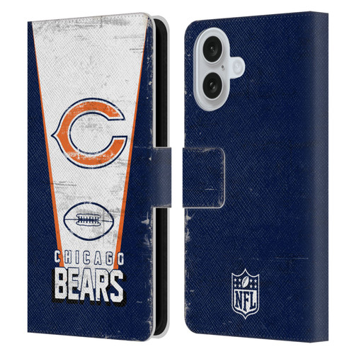 NFL Chicago Bears Logo Art Banner Leather Book Wallet Case Cover For Apple iPhone 16
